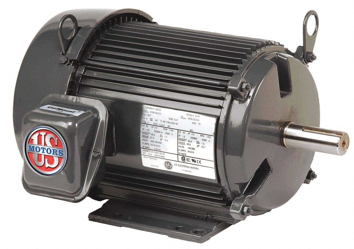 U.S. MOTORS U10P2D General Purpose Motor, Three Phase, 10 HP, 60/50 Hz