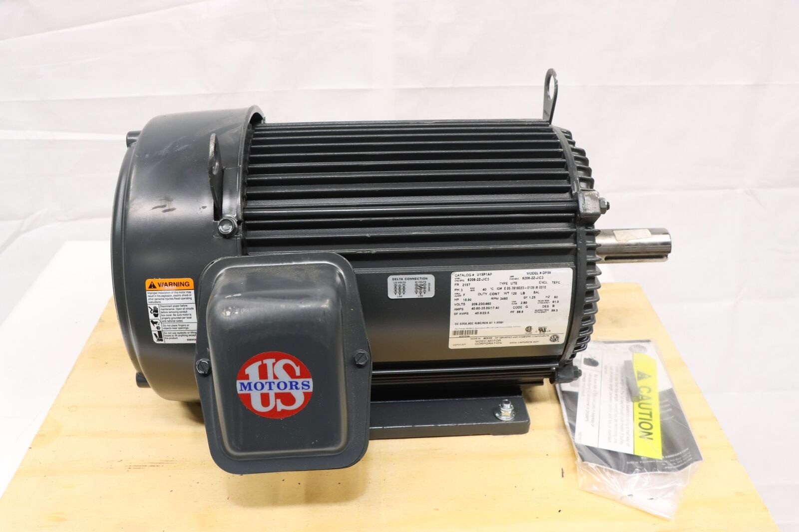 U.S. Motors U15P1AF General Purpose Motor, Three Phase, 15 HP, Cast Aluminum